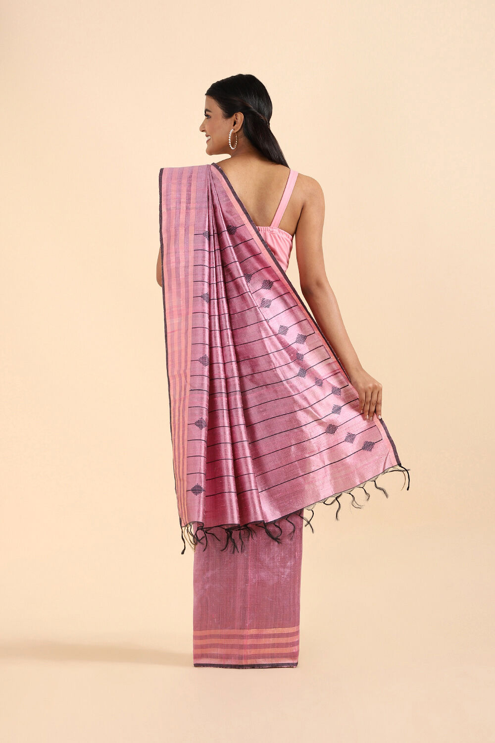 Light Pink Pure Tussar Silk Bhagalpuri Saree image number null