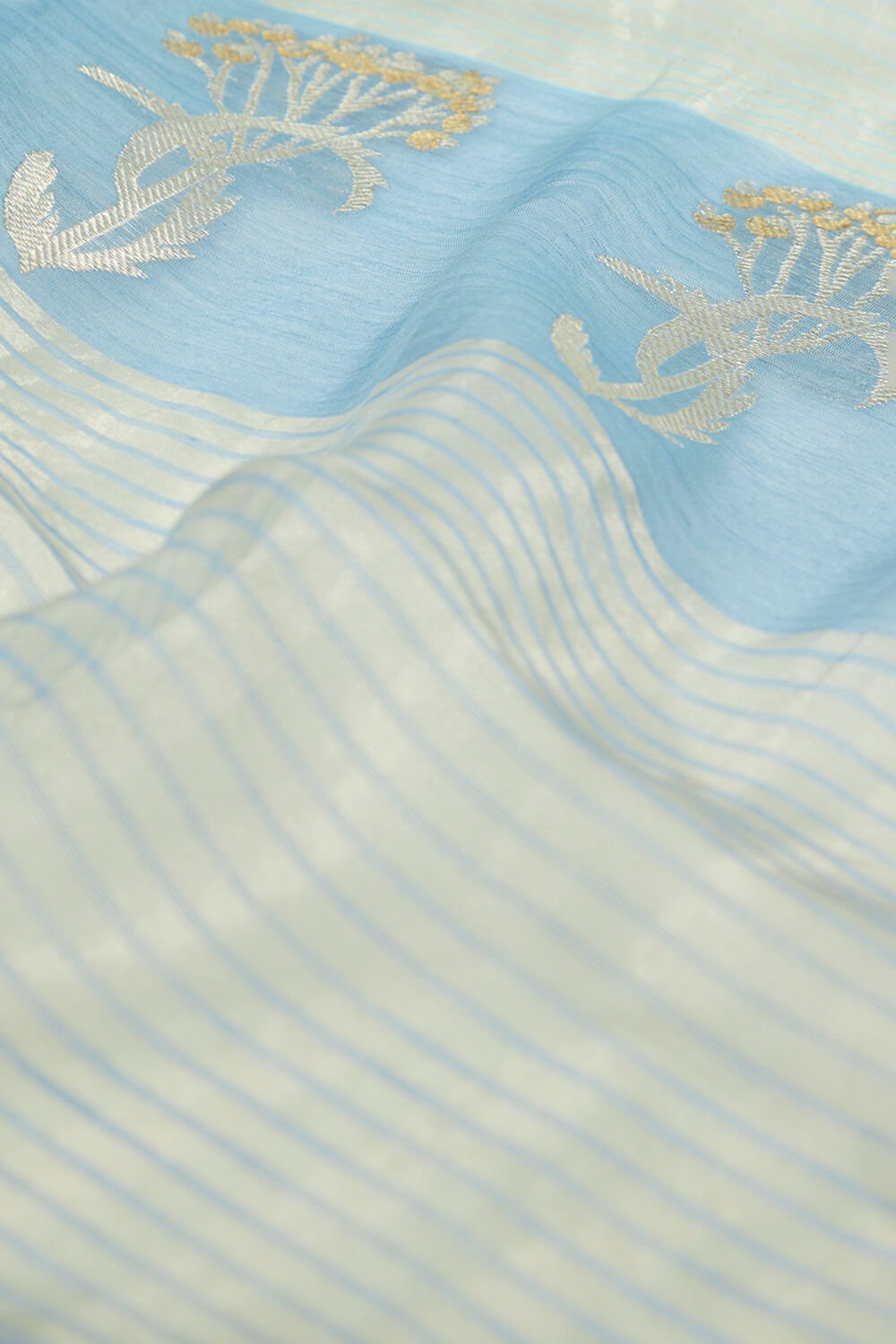 Blue Woven Pure Silk Tissue Chanderi Saree image number null