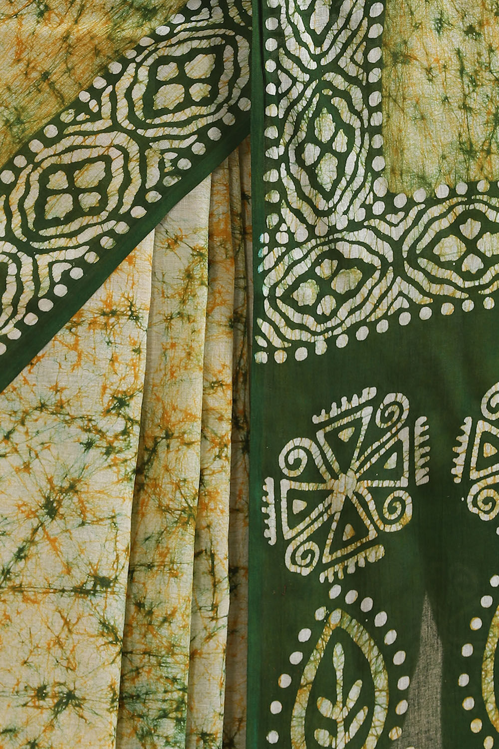 Dark Pure Green Cotton Batik Saree image number null