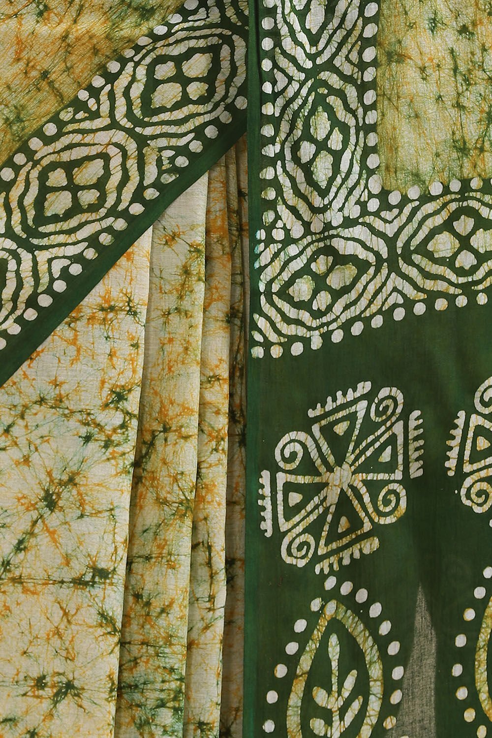 Dark Pure Green Cotton Batik Saree image number null