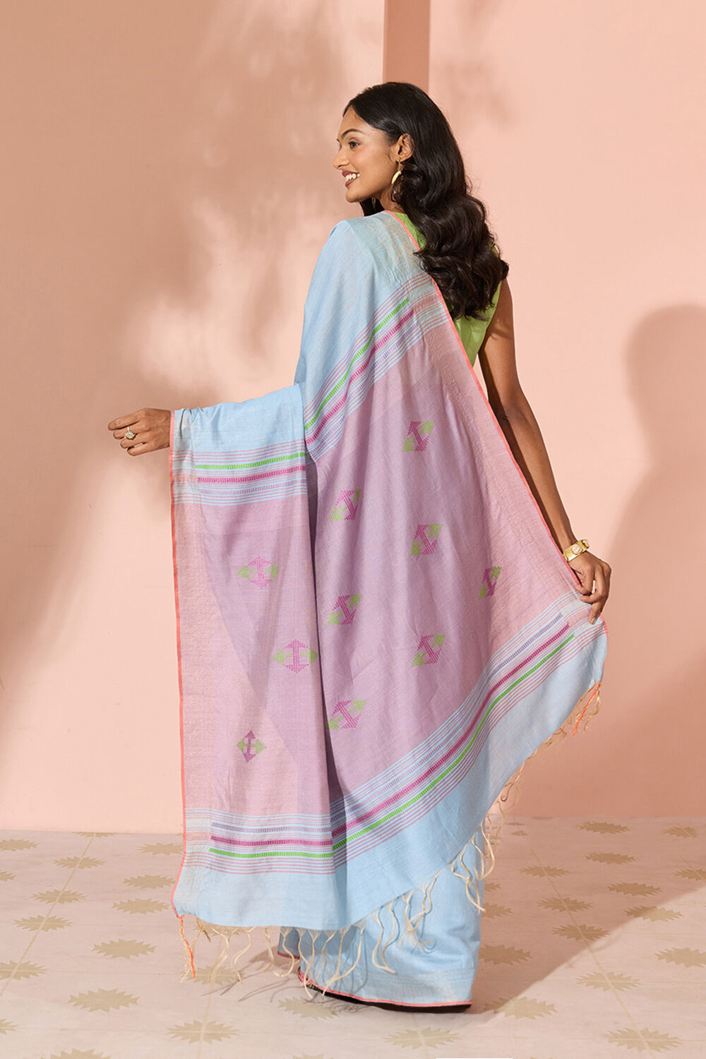 Light Blue Woven Silk Viscose Bhagalpur Saree image number null