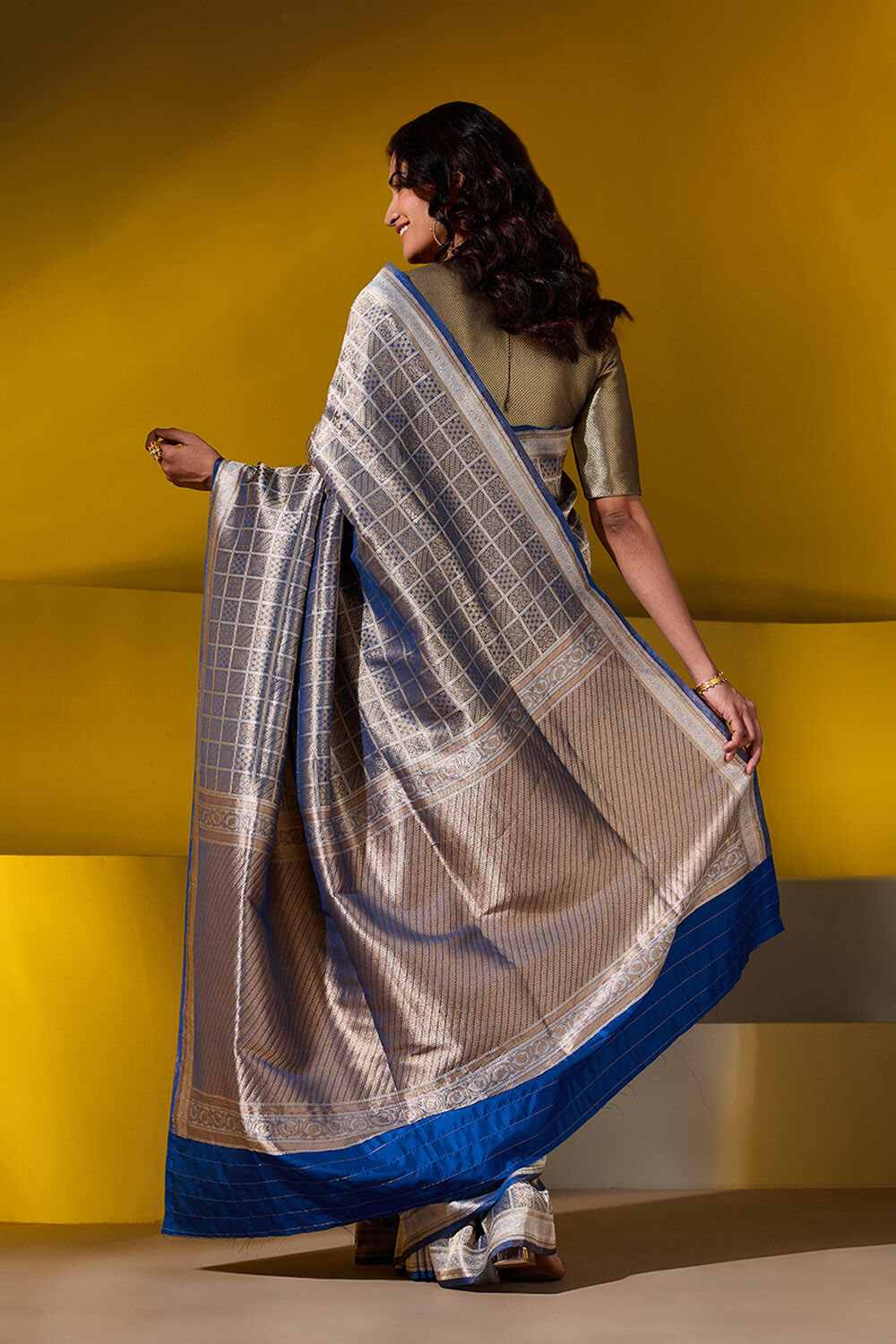 Blue Pure Silk Tissue Brocade Banarasi Saree image number null