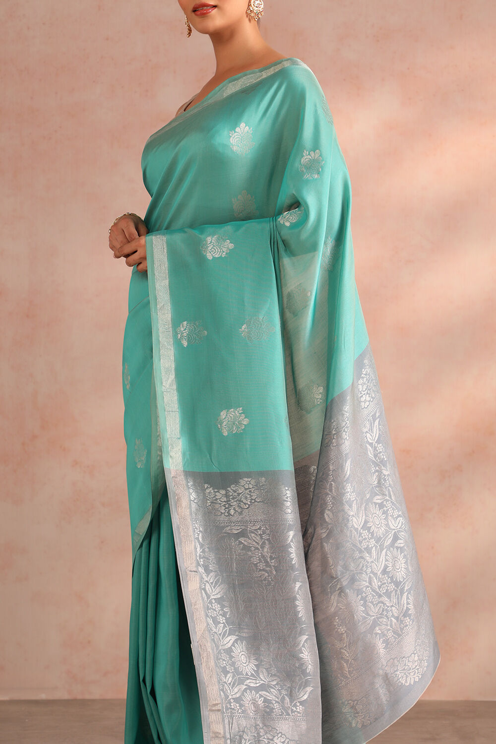 Light Green Woven South Silk Tencel Saree image number null