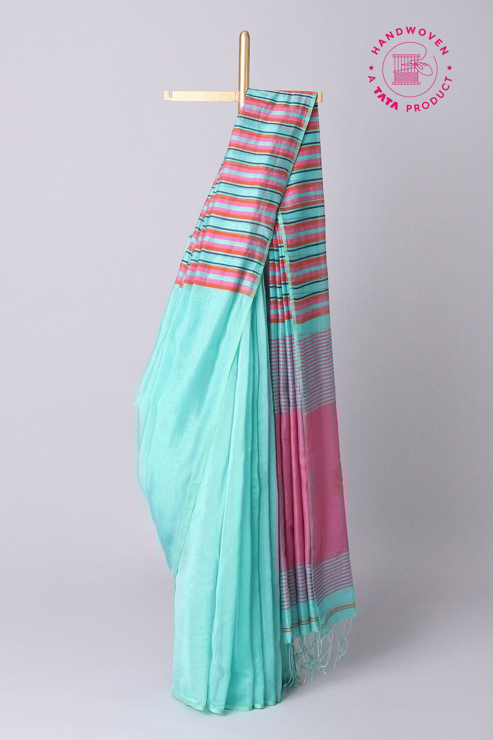 Light Green Pure Silk Cotton Jamdani Saree image number null