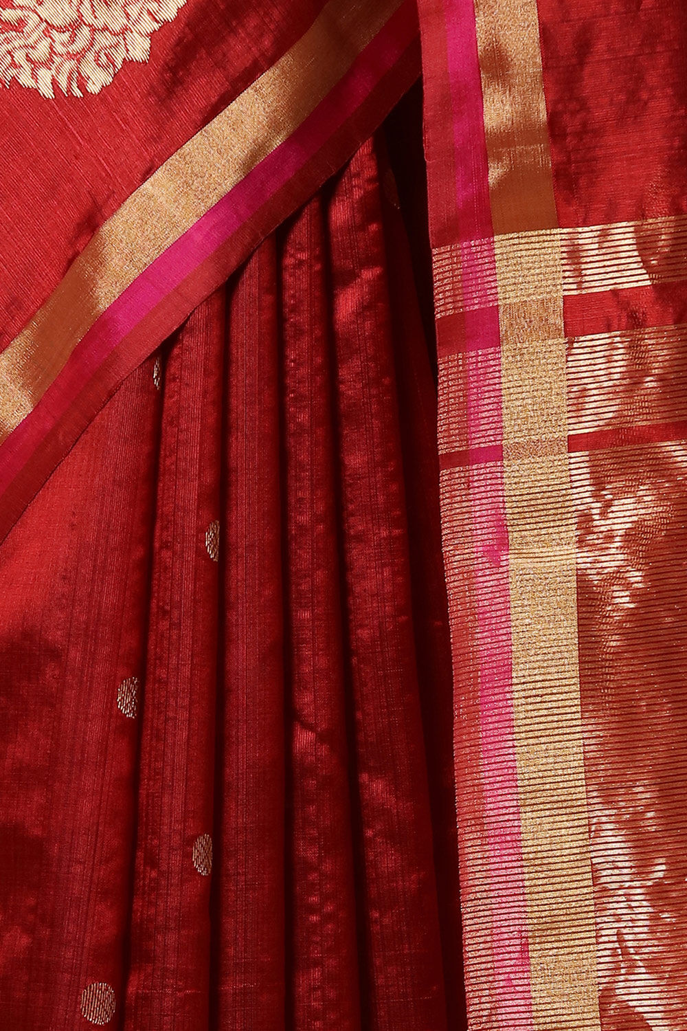 Dark Red Pure Silk Chanderi Saree image number null