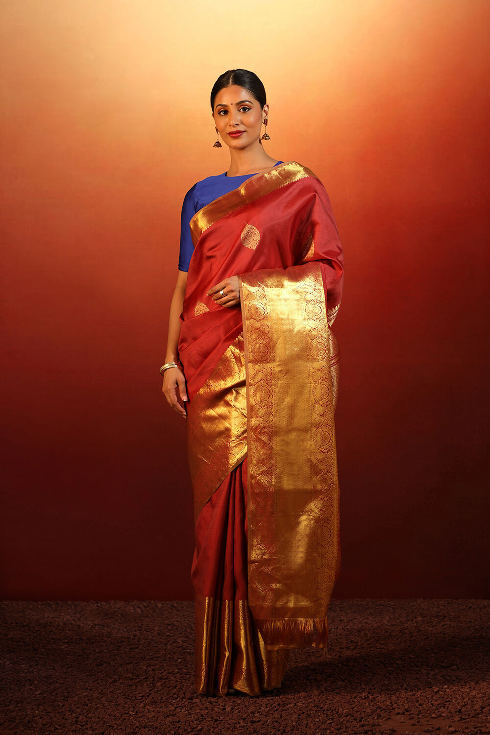 Red Woven Pure Silk Kanjivaram Saree image number null