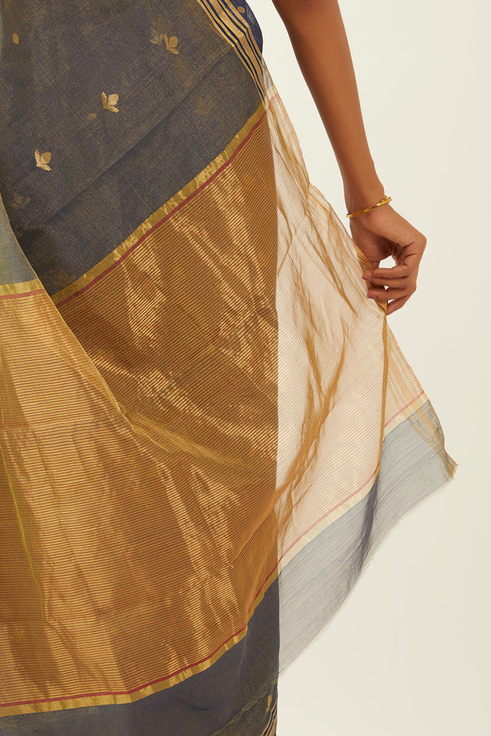 Blue Pure Cotton Tissue Chanderi Saree image number null