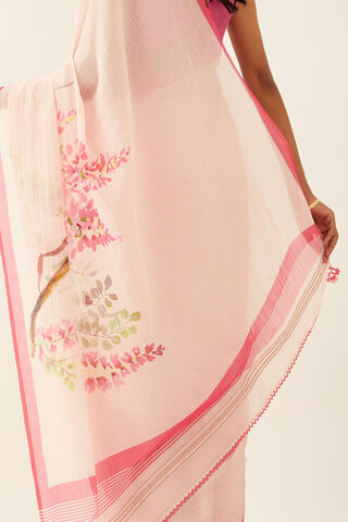 Light Pink Pure Silk Cotton Digital Printed Saree thumbnail image number null