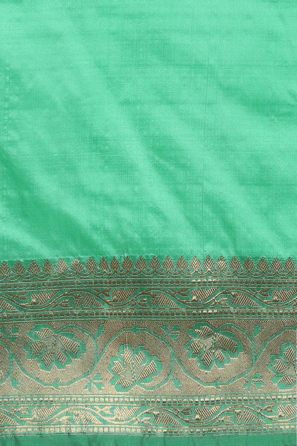 Light Green Pure Silk Banarasi Saree image number null