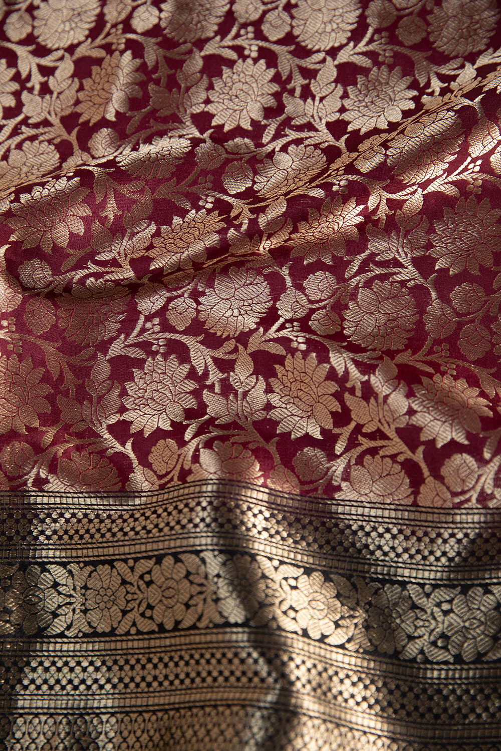 Red Silk Brocade Banarasi Saree image number null