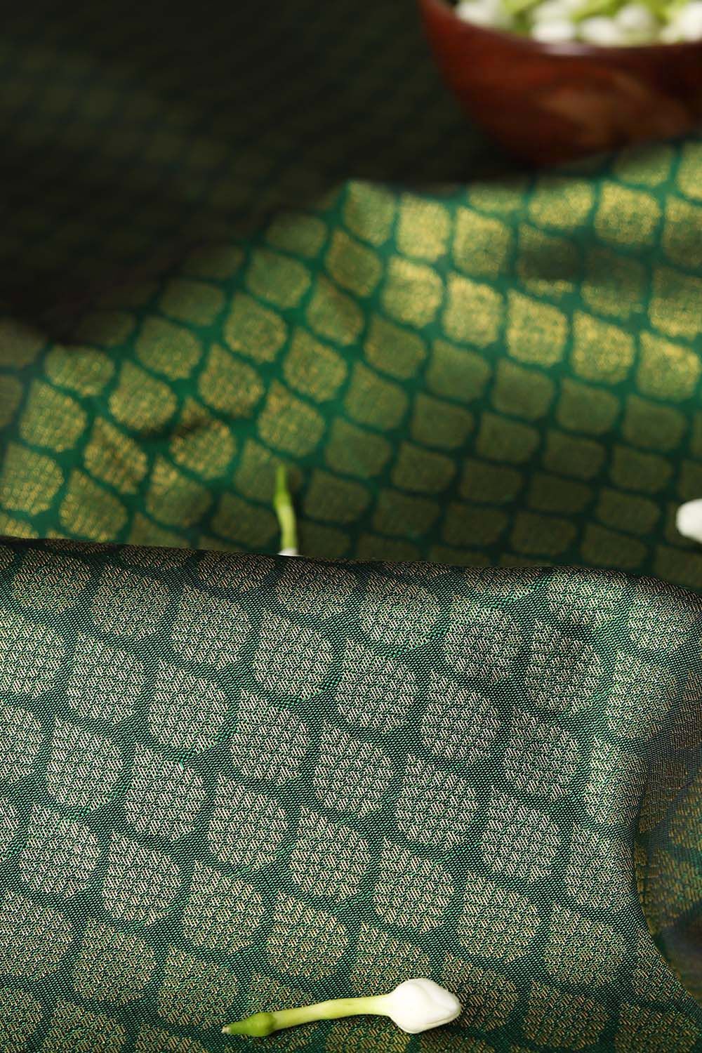 Forest Green Pure Zari Silk Kanjivaram Saree image number null