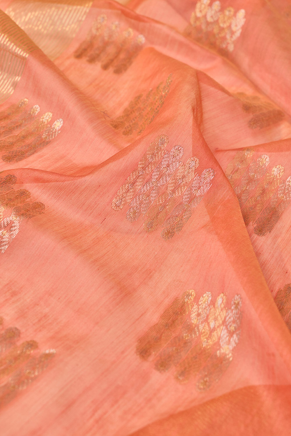 Pink Woven Pure Silk Cotton Chanderi Saree image number null