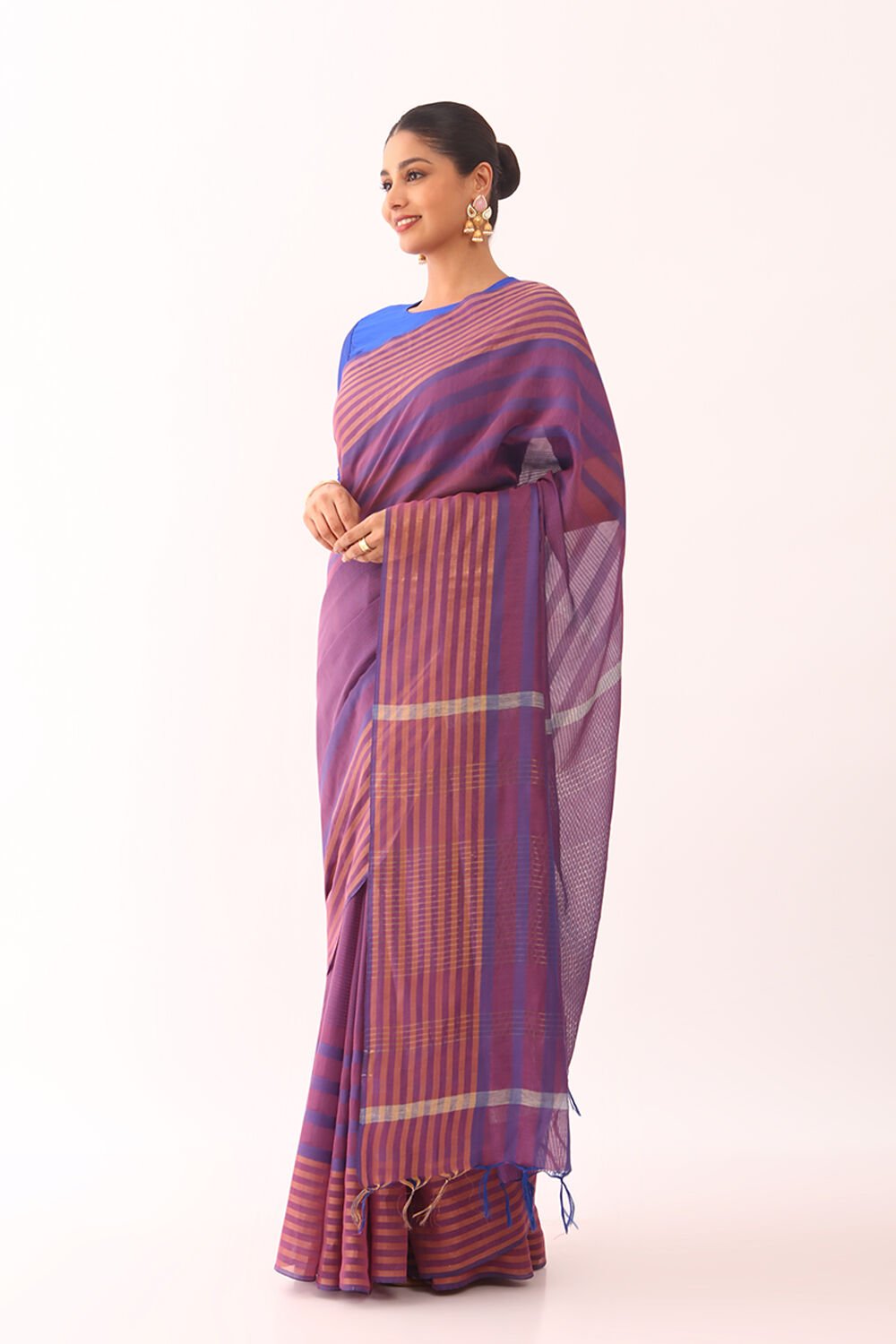 Blue Bhagalpur Woven Silk Viscose Saree image number null