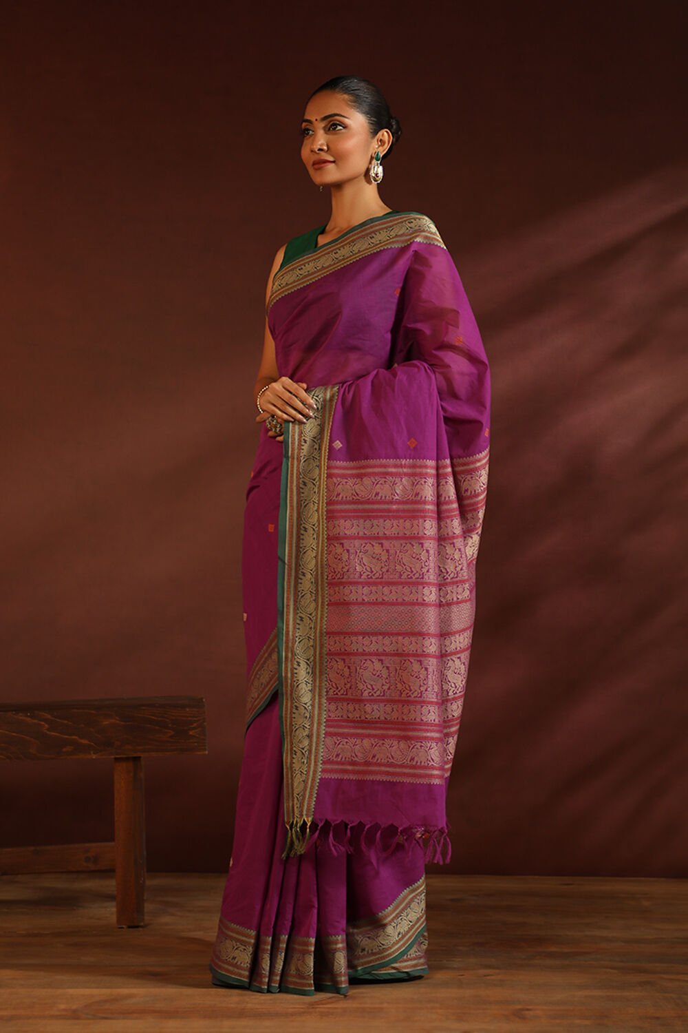 Pink South Pure Cotton Woven Saree image number null