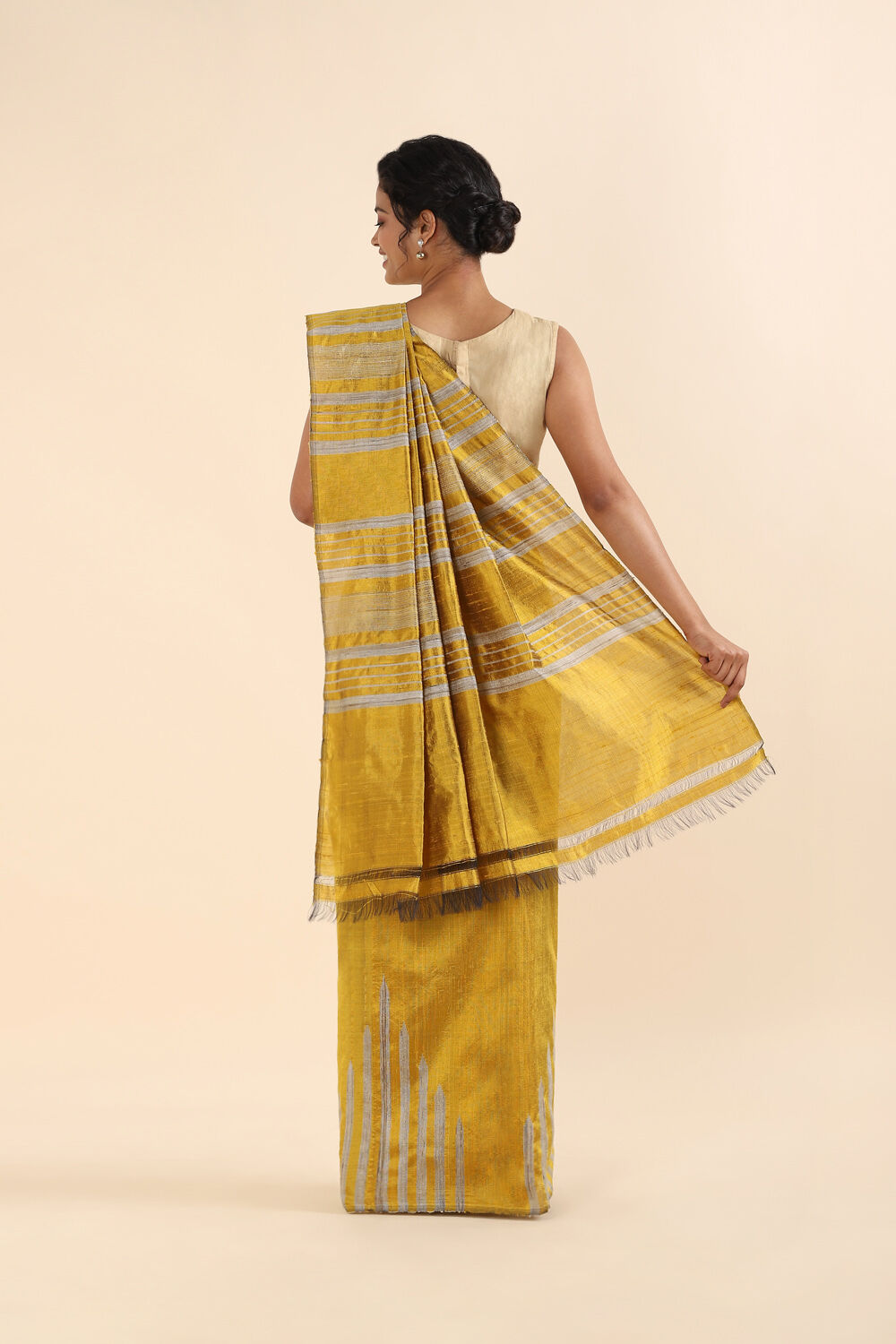 Dark Yellow Pure Silk Woven Saree image number null
