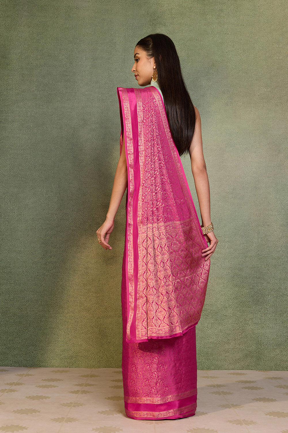 Pink Woven Pure Viscose Saree image number null