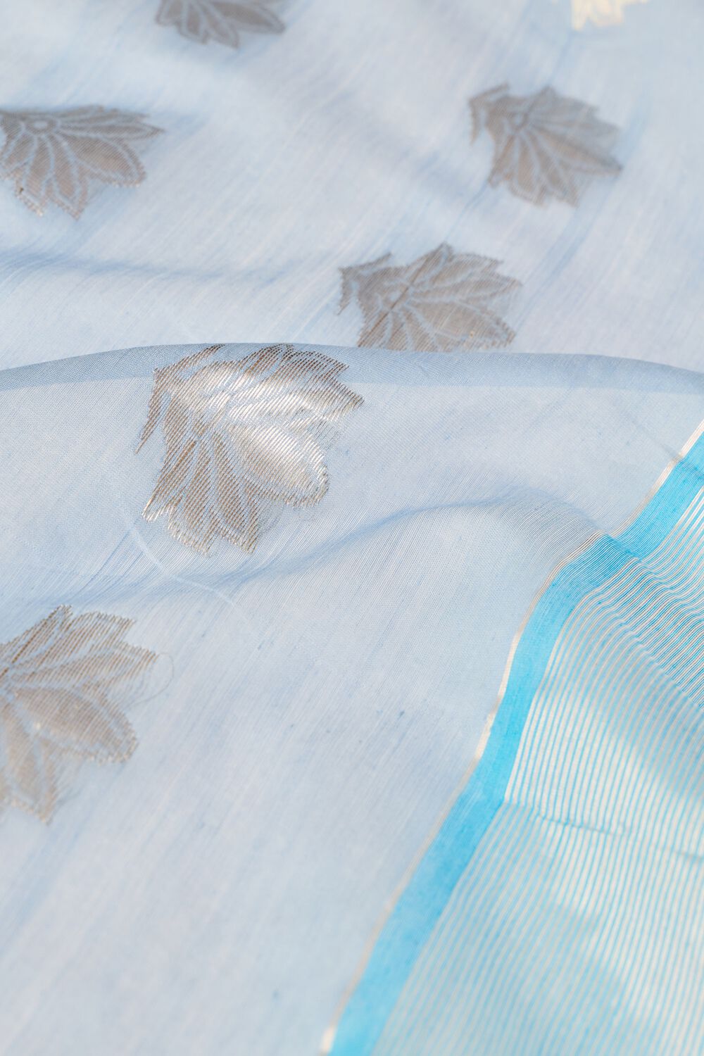 Light Blue Silk Cotton Chanderi Woven Saree image number null