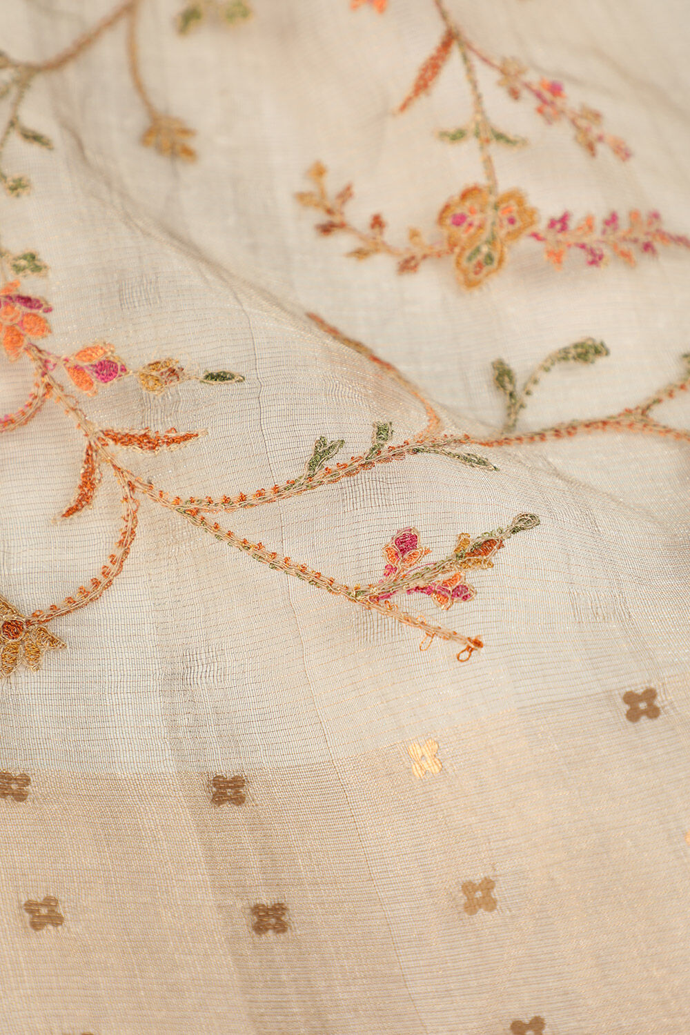 Grey Contemporary Pure Tissue Organza Embroidery Saree image number null