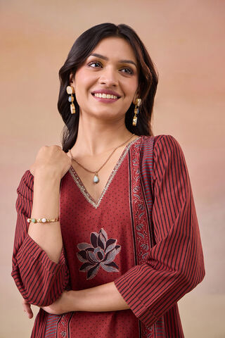 Red Pure Cotton Ajrakh Kurta thumbnail image number null
