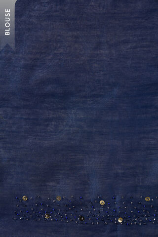 Dark Blue Pure Silk Organza Embroidered Saree thumbnail image number null