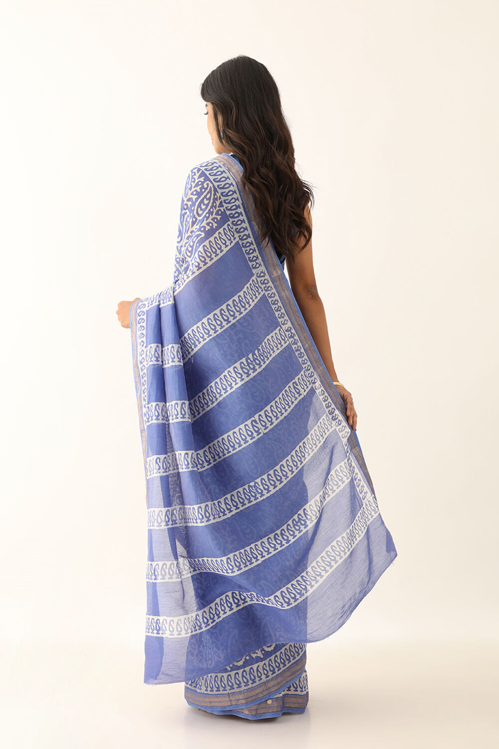 Light Blue Pure Silk Cotton Batik Saree image number null