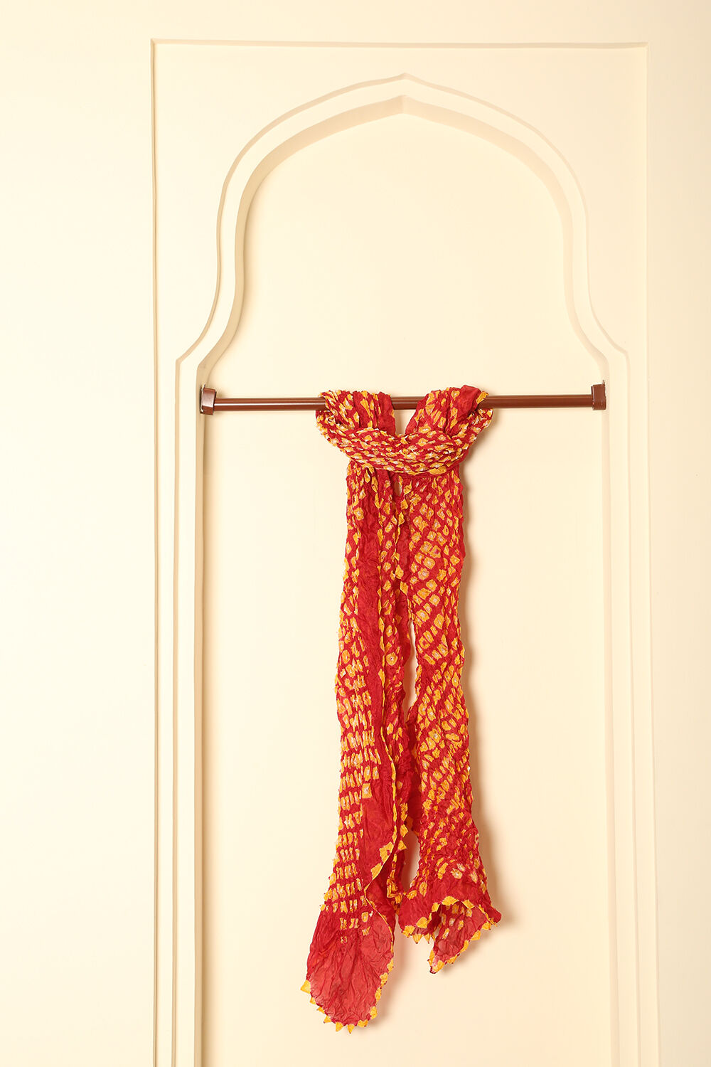 Red Pure Silk Bandhni Stole image number null