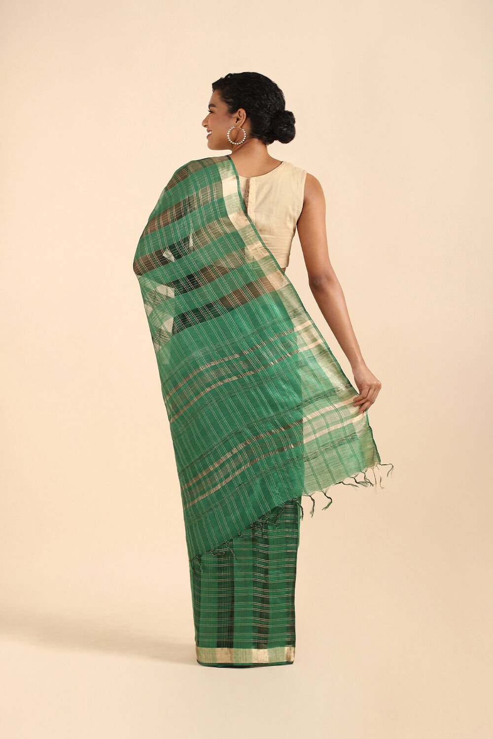 Green Pure Tussar Silk Bhagalpuri Saree image number null