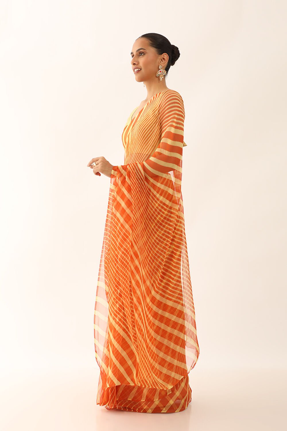 Orange Rajasthan Pure Silk Georgette Leheriya Saree image number null