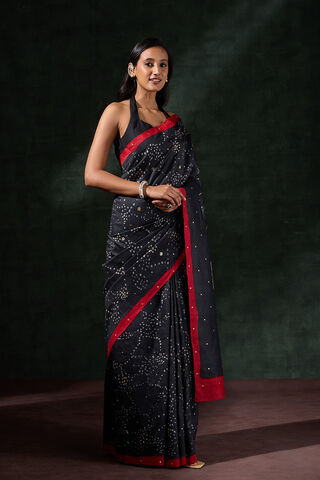Black Tussar Muga Batik Saree thumbnail image number null