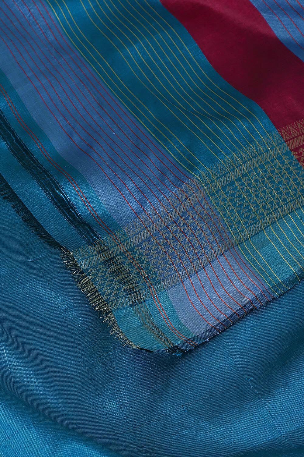 Blue Pure Silk Woven Saree image number null