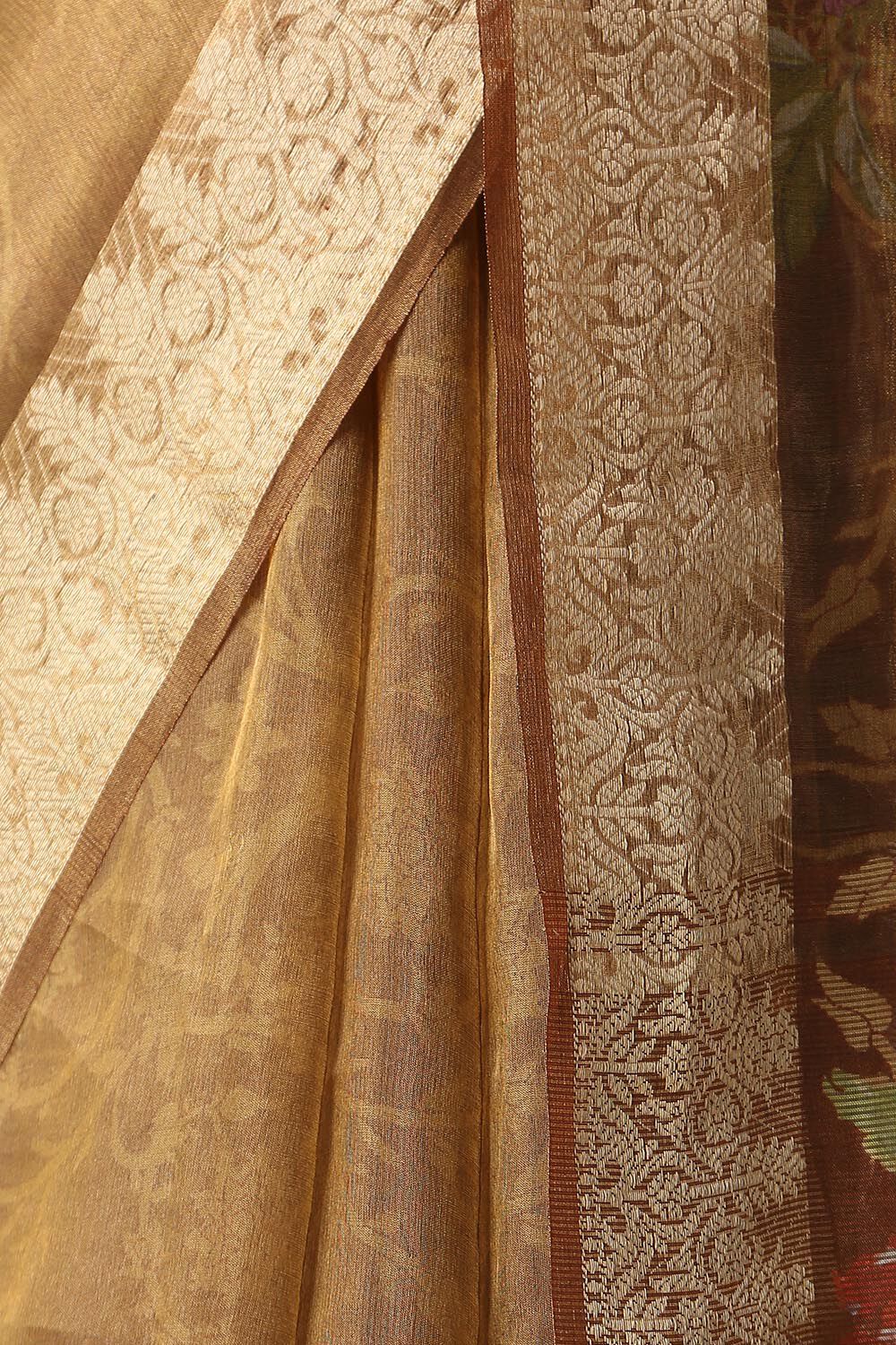 Brown Pure Tissue Silk Digital Printed Saree image number null