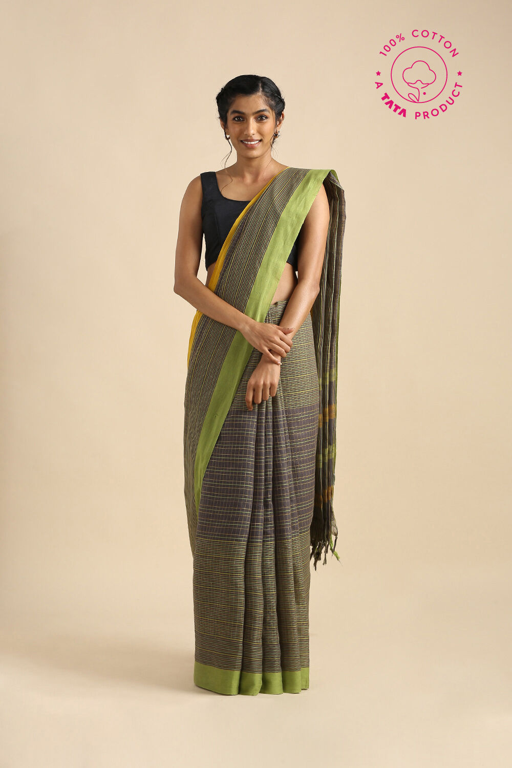 Green Pure Cotton Naranyanpet Saree image number null
