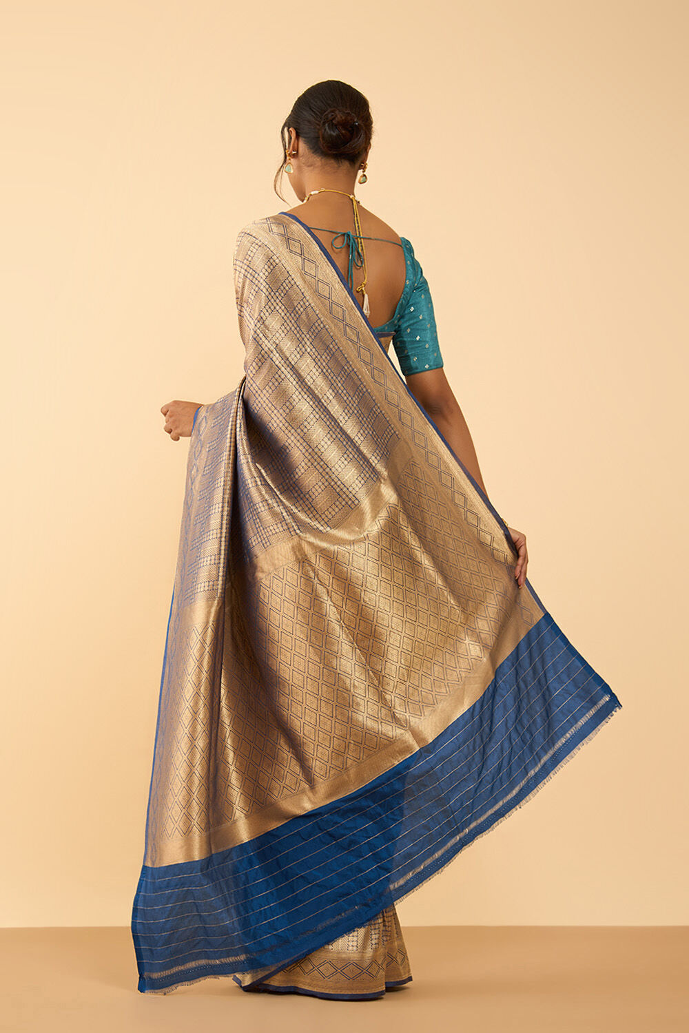 Blue Pure Silk Tissue Brocade Banarasi Saree image number null