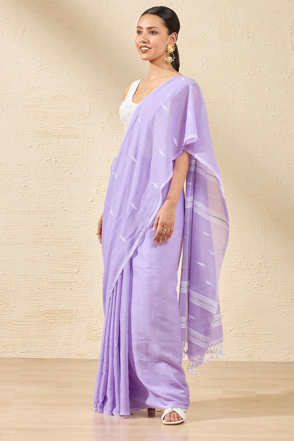 Light Violet Bengal Pure Cotton Jamdani Saree image number null