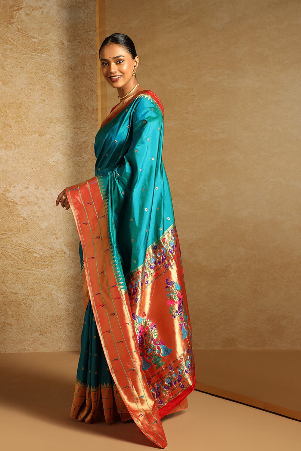 Blue Pure Silk Woven Paithani Inspired Saree image number null