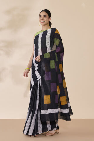Black Ujjain Pure Cotton Batik Saree image number
