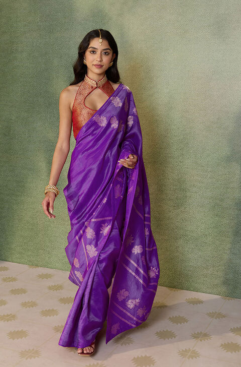 Purple Woven Design Viscose Saree