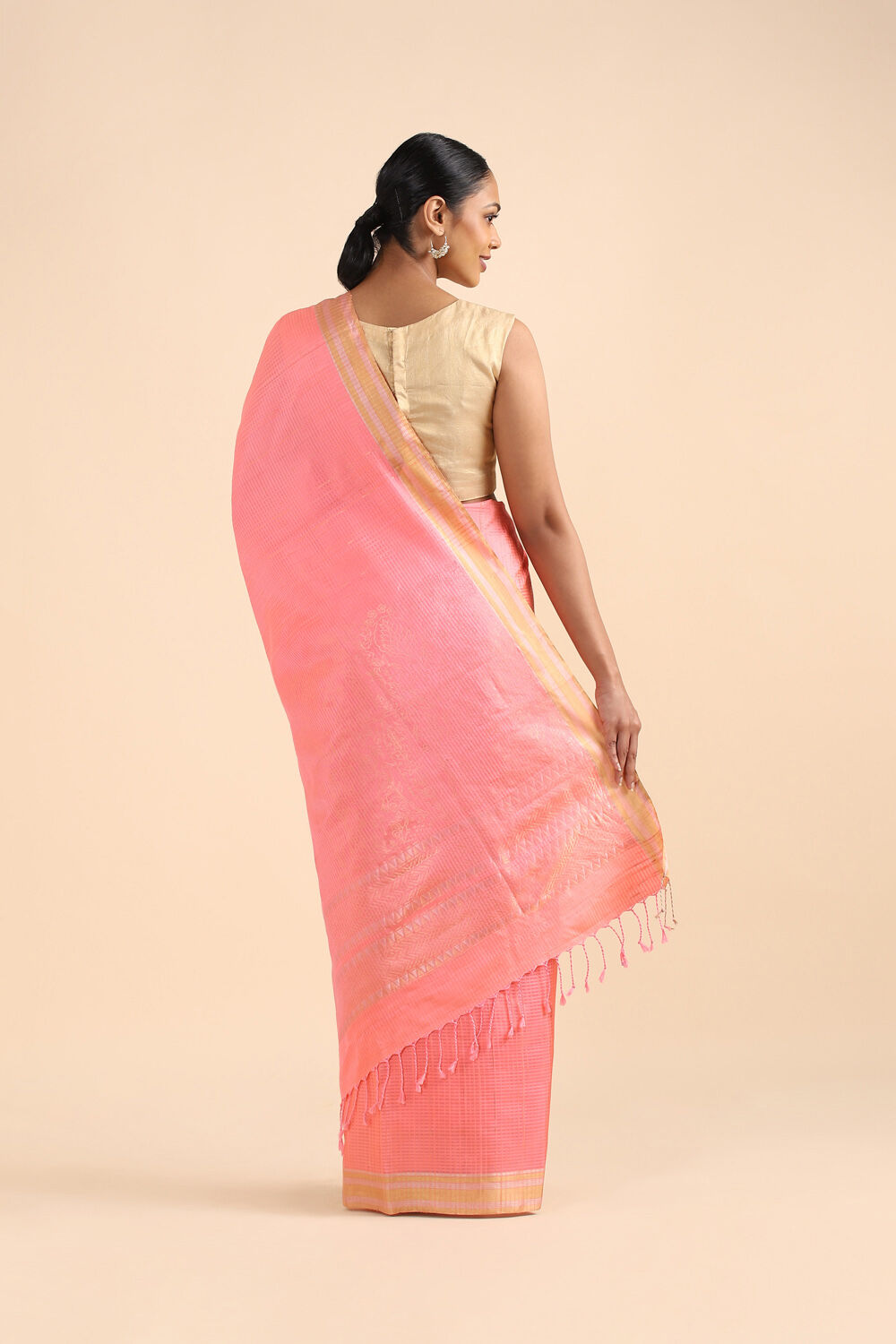 Light Orange Pure Soft Silk Saree image number null