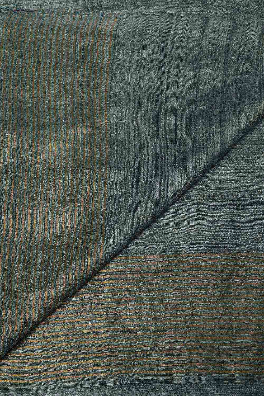 Grey Pure Silk Tussar Jamdani Saree with Kantha Embroidery image number null