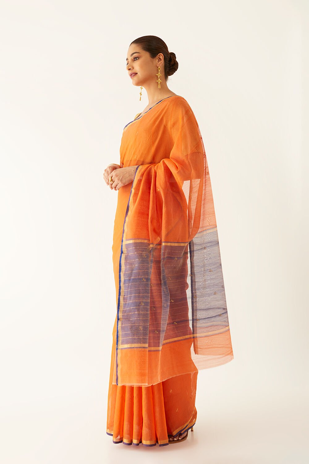 Orange Pure Silk Cotton Chanderi Saree image number null