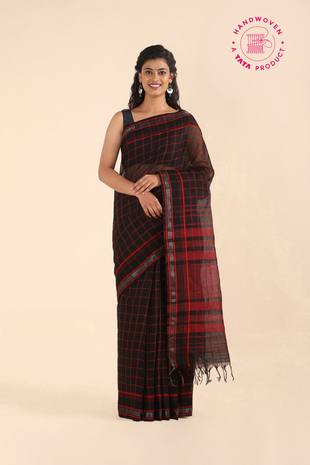 Black Pure Cotton Naranyanpet Saree image number null