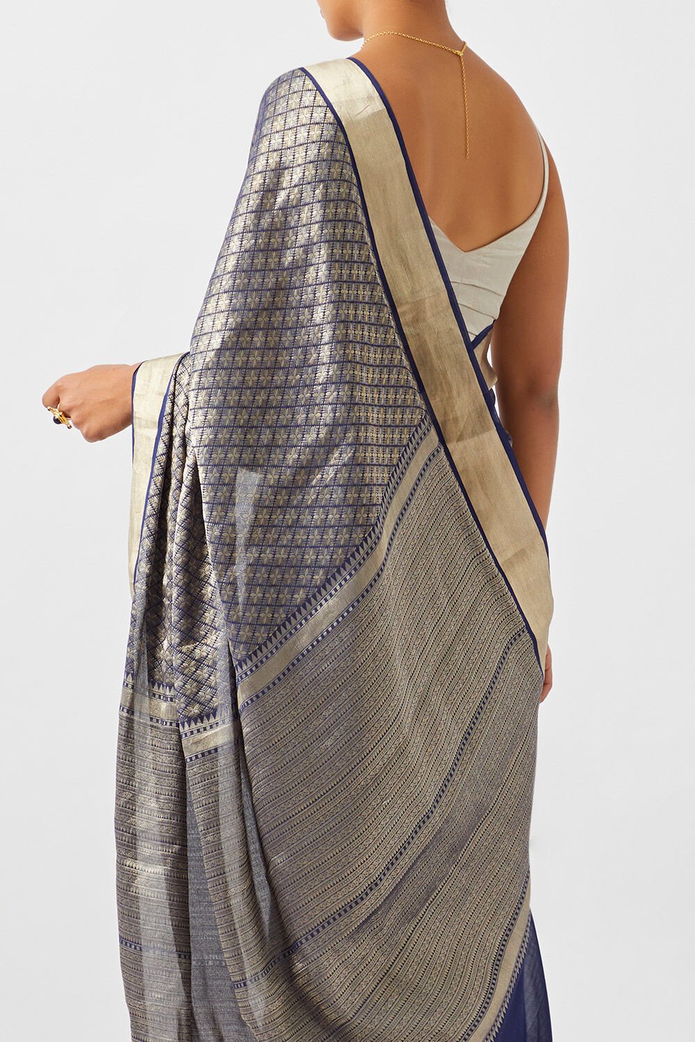 Dark Blue Pure Georgette Woven Saree image number null