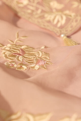 Light Pink Banarasi Viscose Organza Embroidered Saree thumbnail image number null