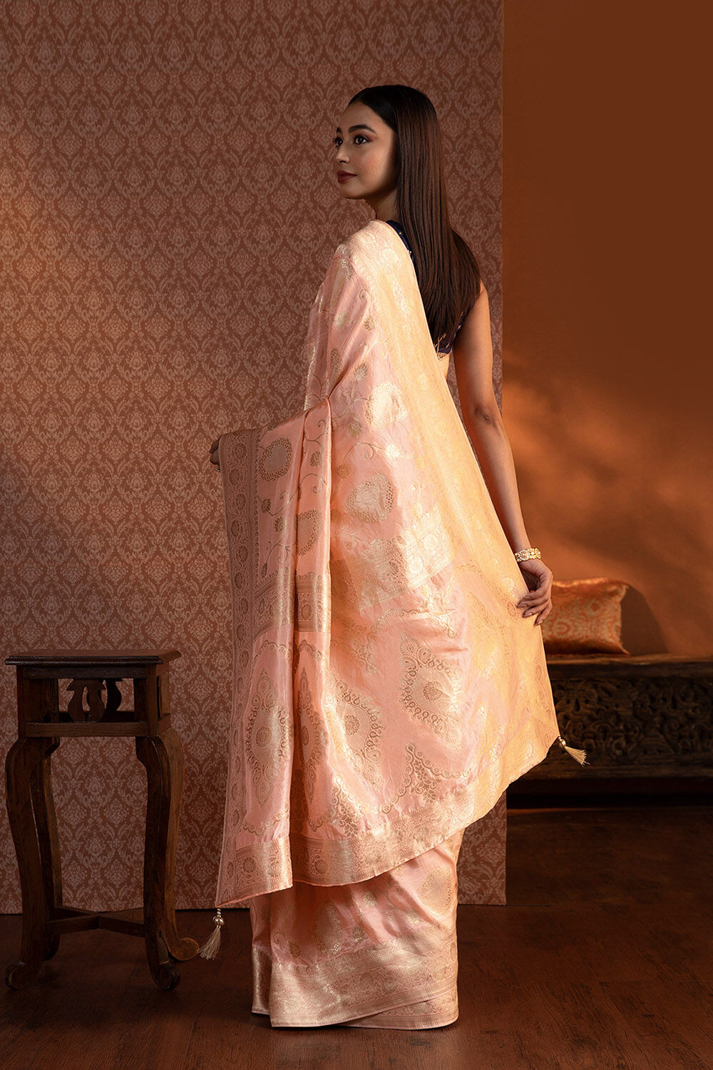Orange Woven Luxe Saree image number null