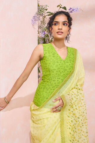 Light Yellow Bengal Pure Cotton Kota Printed Embroidery Saree thumbnail image number null