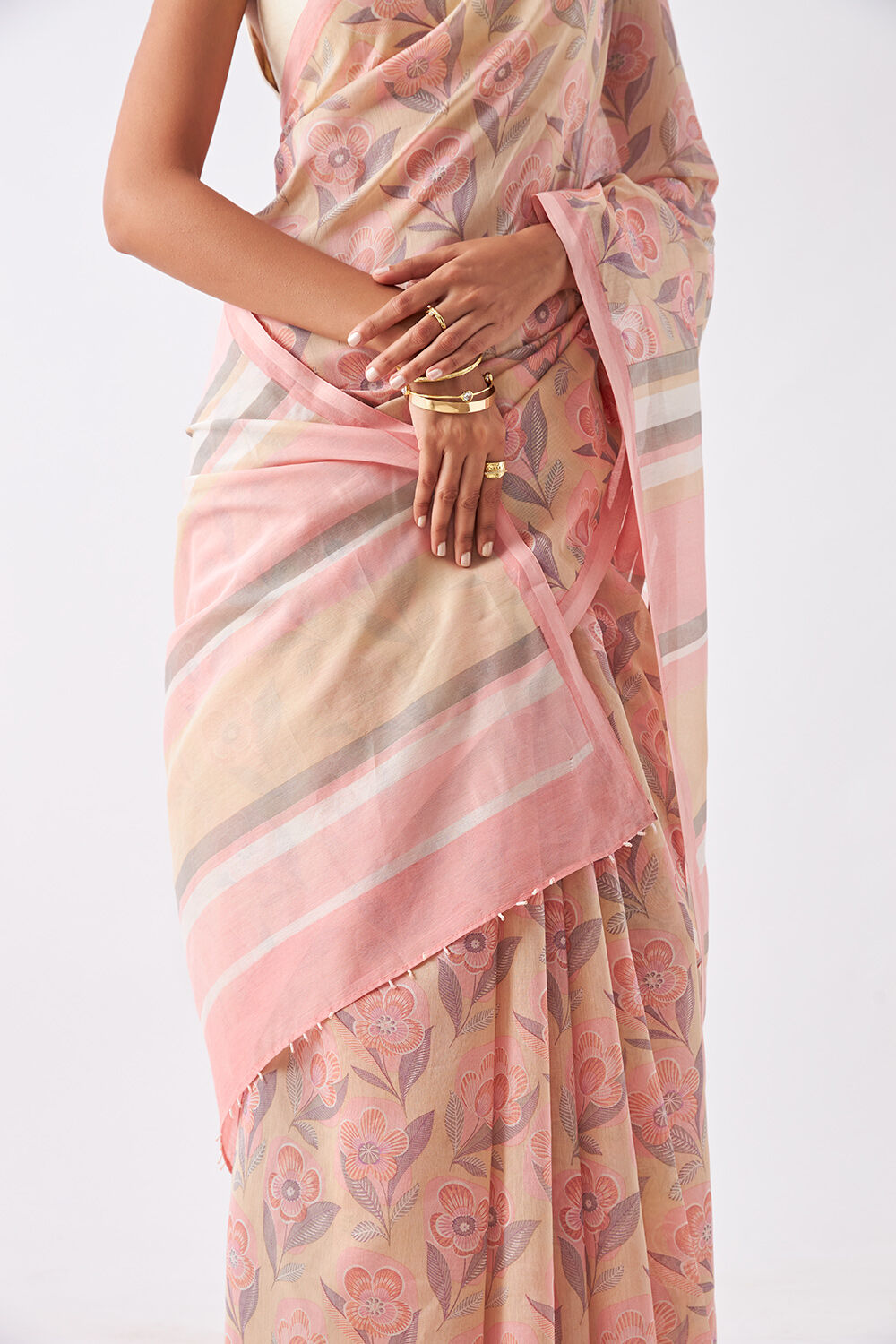 Light Pink Pure Silk Cotton Printed Saree image number null