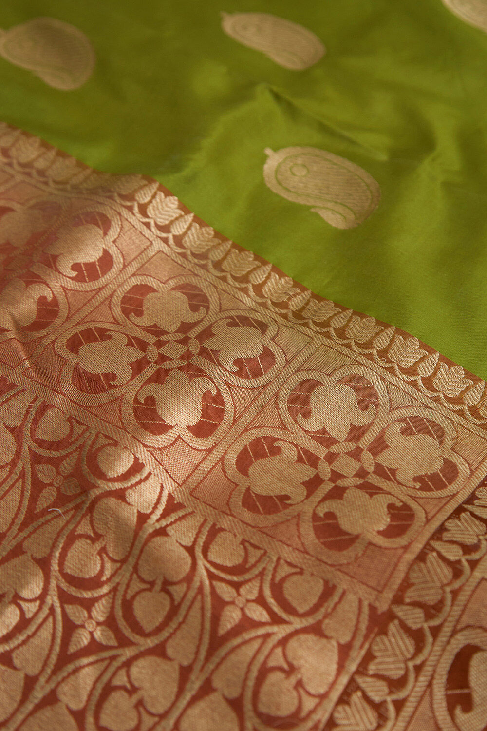 Green Pure Silk Kadwa Banarasi Saree image number null