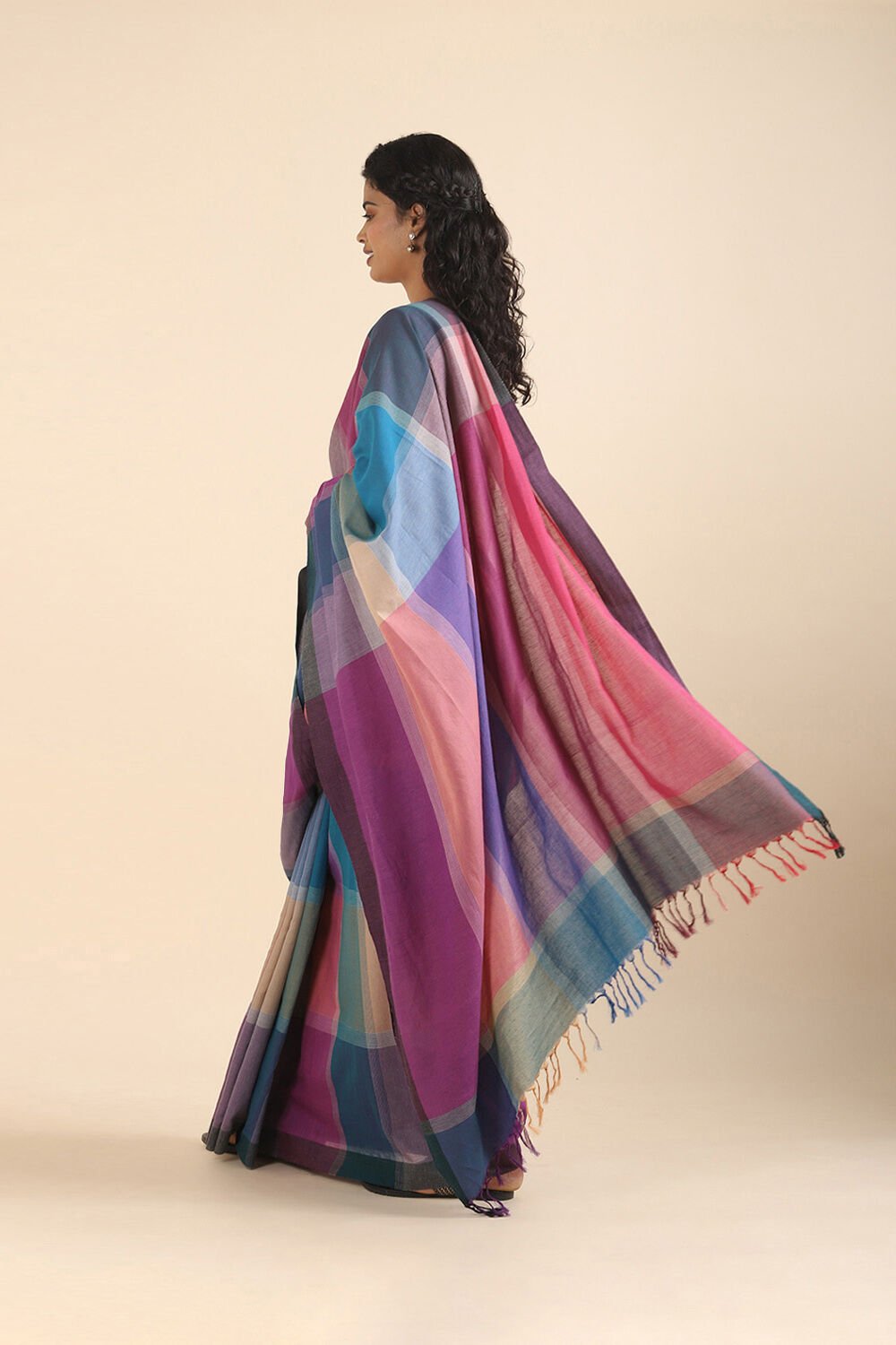 Blue Pure Cotton Bengal Saree image number null