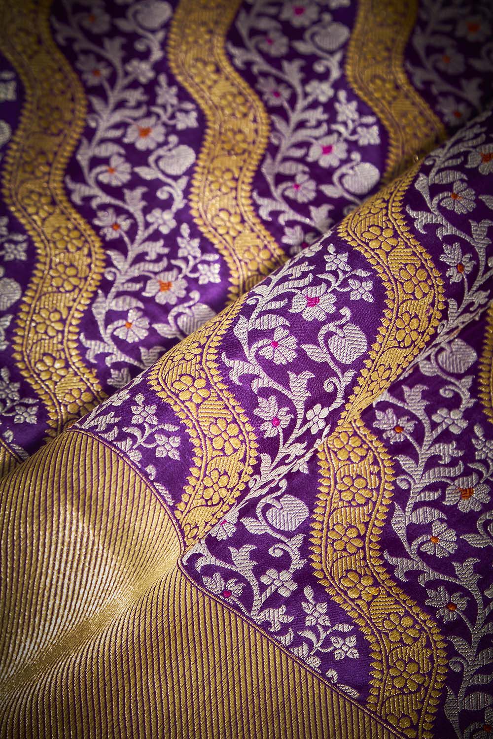 Purple Pure Silk Kadwa Banarasi Saree image number null