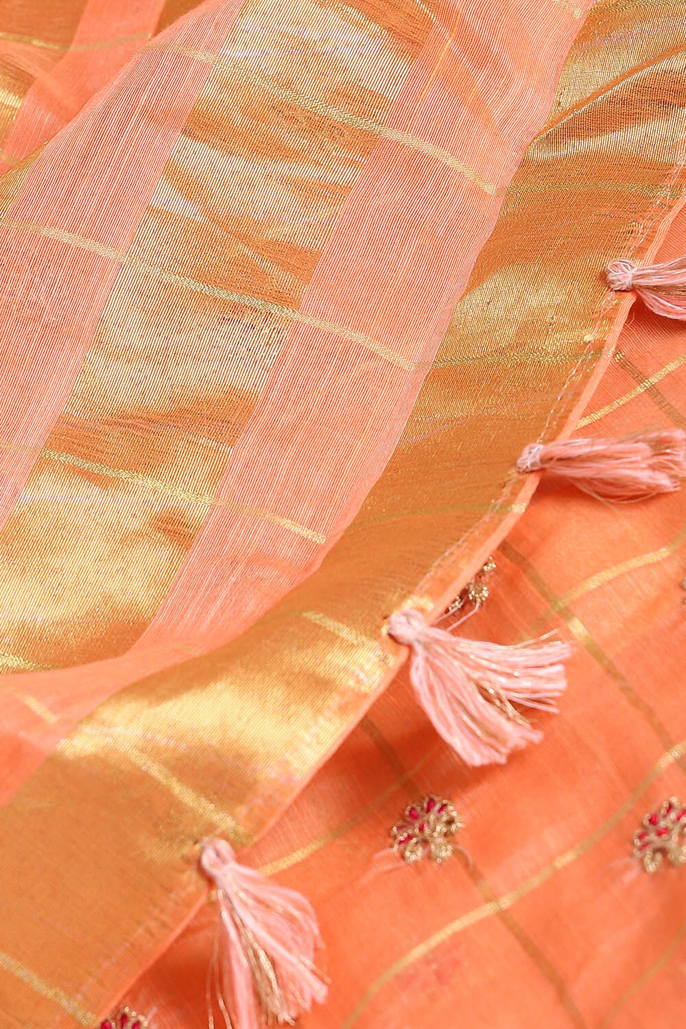 Orange Pure Embroidered Saree image number null
